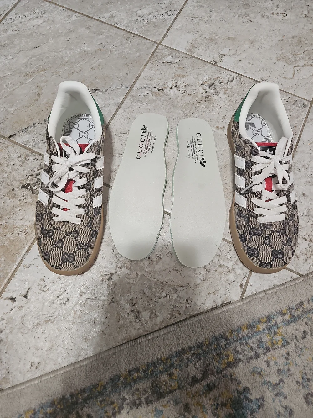 adidas x Gucci Gazelle Beige GG Monogram Size 7 - Picture 6 of 15